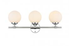  LD7301W24CH - Ansley 3 Light Chrome and Frosted White Bath Sconce