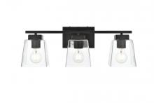  LD7312W23BLK - Merrick 3 Light Black and Clear Bath Sconce