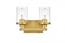  LD7316W12BRA - Saanvi 2 Light Brass and Clear Bath Sconce