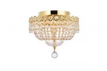  V1900F12G/RC - Century 4 Light Gold Flush Mount Clear Royal Cut Crystal