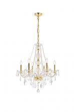  V7856D24G/RC - Verona 6 Light Gold Chandelier Clear Royal Cut Crystal