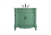  VF10136VM-VW - 36 Inch Single Bathroom Vanity in Vintage Mint with Ivory White Engineered Marble