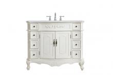  VF10142AW-VW - 42 Inch Single Bathroom Vanity in Antique White with Ivory White Engineered Marble