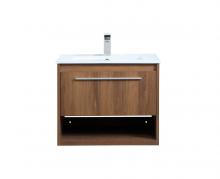  VF43024WB - 24 inch Single Bathroom Floating Vanity in Walnut Brown