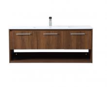  VF43048WB - 48 inch Single Bathroom Floating Vanity in Walnut Brown