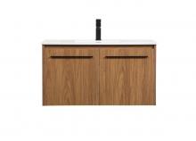  VF44536WB - 36 inch Single bathroom vanity in walnut brown