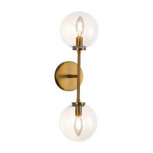  WV549220AGCL - Cassia 20-in Aged Brass/Clear Glass 2 Lights Wall Vanity