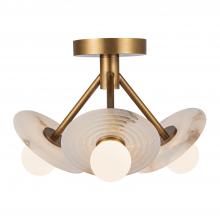  SF346313VBAR - Dahlia 13-in Vintage Brass/Alabaster LED Semi Flush Mount