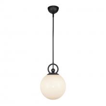  PD407910MBGO - Fiore 10-in Matte Black/Glossy Opal Glass 1 Light Pendant