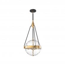  PD406414BGWC - Harmony 14-in Brushed Gold/ Clear Water Glass 3 Lights Pendant