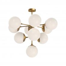  CH505335AGOP - Nouveau 35-in Aged Gold/Opal Matte Glass 10 Lights Chandeliers