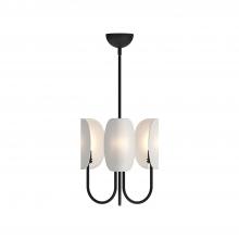  CH450715MBCW - Seno 15-in Matte Black/White Cotton Fabric 3 Lights Chandeliers