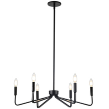  CLN-266C-MB - 6 Light Incandescent Chandelier, Matte Black