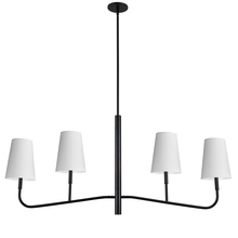  ELN-534HC-MB-790 - 4 Light Incandescent Horizontal Chandelier Matte Black with White Shades