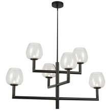  NOR-326C-MB-CLR - 6LT Chandelier,  MB w/ CLR Glass