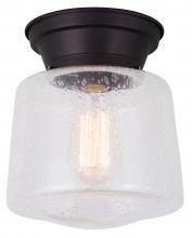  IFM623A08ORB - MILL, 1 Lt Flush Mount, Seeded Glass, 60W Type A, 8" (W) x 9 1/4" (H)