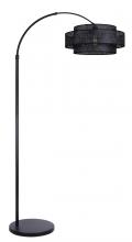  IFL1149A82BK-BPR - BELLAMY 82 in. Black Floor Lamp with Black Faux Rattan Shade and 3 Way Switch