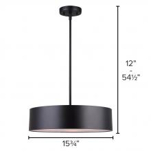  IPL318A03BK16 - Dexter 3 Light Pendant, Black Finish