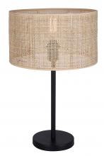  ITL1149A22BK-NR - BELLAMY 22 in. Matte Black Table Lamp with Natural Rattan Shade and 3 Way Switch