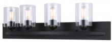  IVL370A04BK-CL - Hampton 4 Light Vanity, Black Finish