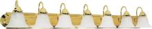  60/293 - Ballerina - 7 Light 48" Vanity with Alabaster Glass - Polished Brass Finish