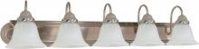  60/323 - Ballerina - 5 Light 36" Vanity with Alabaster Glass - Brushed Nickel Finish