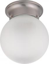  60/3249 - 1 Light - 6" Flush with Frosted White Glass - Brushed Nickel Finish