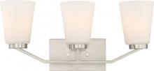  60/6243 - Nome - 3 Light Vanity with Satin White Glass - Brushed Nickel Finish