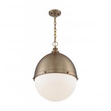  60/7049 - Ronan - 1 Light Pendant with Opal Glass - Burnished Brass Finish