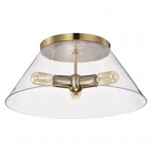  60/7422 - Dover; 3 Light; Large Flush Mount; Vintage Brass with Clear Glass