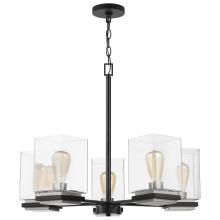  60/7656 - Crossroads; 5 Light Chandelier; Matte Black with Clear Glass