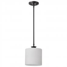  60/8036 - Warren; 8 Inch Pendant; Gun Metal with Satin White Glass