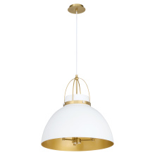 Quorum 823-3-0880 - PRUITT 21” 3 LIGHT PENDANT – STUDIO WHITE/AGED BRASS