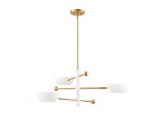  M100143WHNB - 3-Light Chandelier in White and Natural Brass