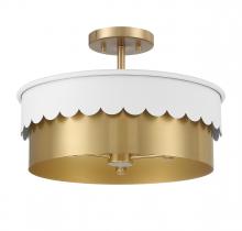  M60072WHNB - 3-Light Ceiling Light in White and Natural Brass