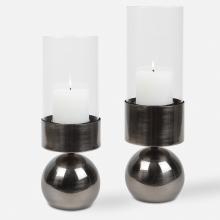  18050 - Uttermost Tilston Gunmetal Candleholders, Set/2