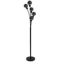  306F-BK - 5LT Incandescent Floor Lamp, Black w/Smoked Glass