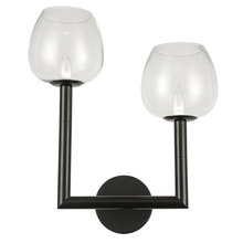  NOR-L-112W-MB-CLR - 2 Light Incandescent Wall Sconce, Matte Black w/ Clear Glass